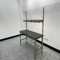 6' Black Stationary Lab Table w/ Shelving image 1